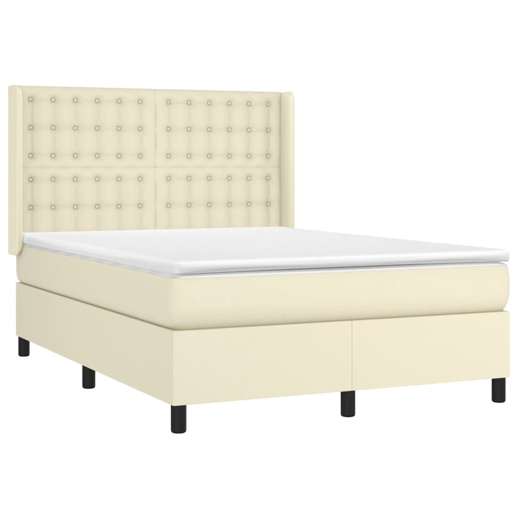 Sommier à lattes de lit matelas LED Crème 140x200 cm Similicuir - XIOS