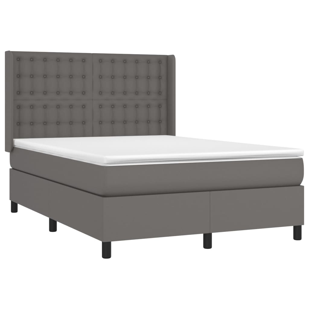 Sommier à lattes de lit matelas LED Gris 140x200 cm Similicuir - XIOS