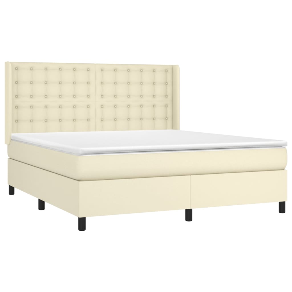 Sommier à lattes de lit matelas LED Crème 160x200 cm Similicuir