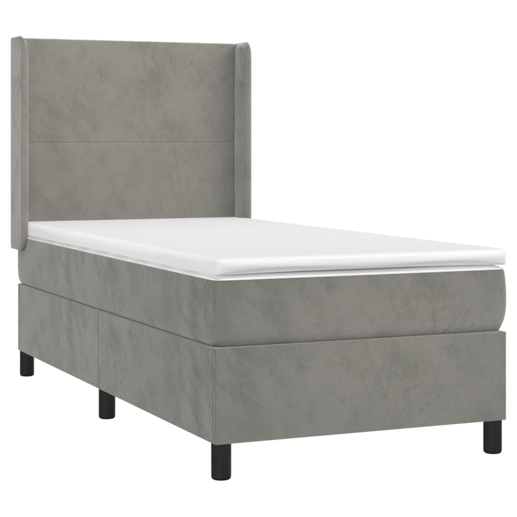 Sommier à lattes de lit matelas LED Gris clair 90x190cm Velours - XIOS
