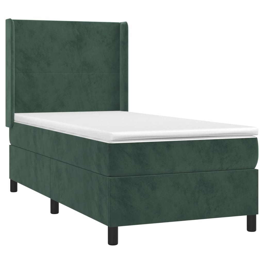 Sommier à lattes de lit matelas LED Vert foncé 90x190cm Velours - XIOS