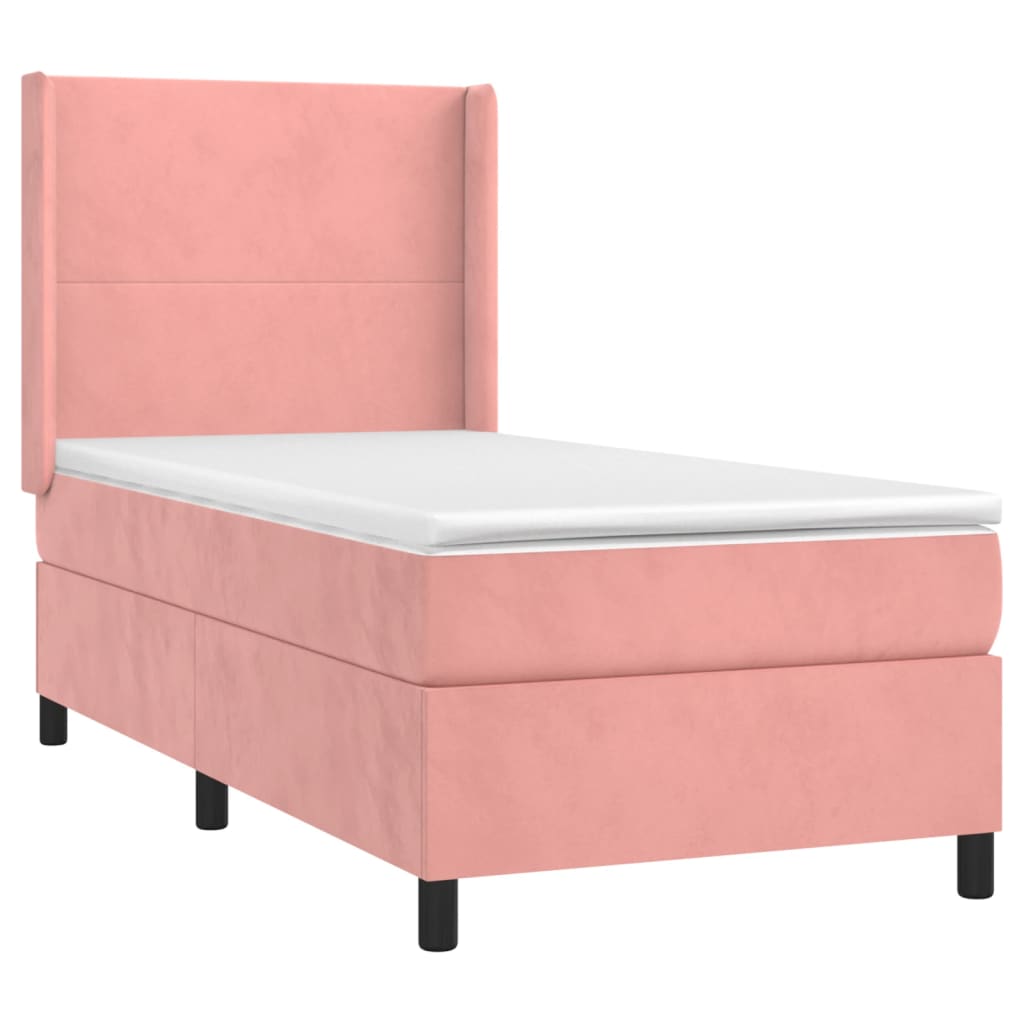 Sommier à lattes de lit matelas et LED Rose 90x190 cm Velours - XIOS
