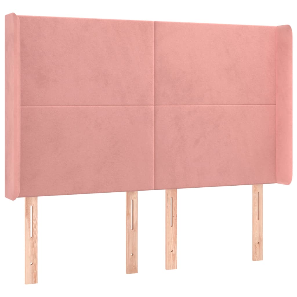 Sommier à lattes de lit matelas et LED Rose 140x200 cm Velours - XIOS