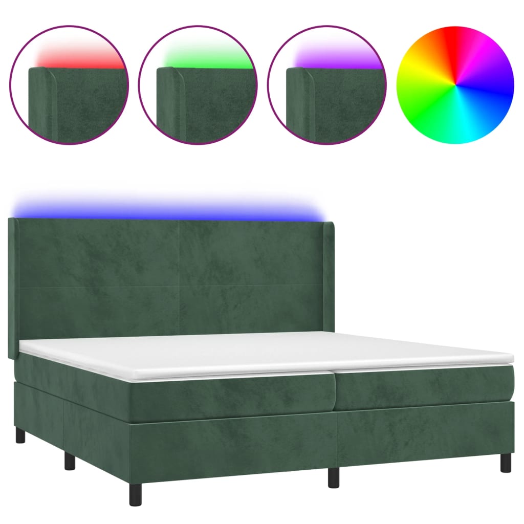 Sommier à lattes de lit matelas et LED Vert foncé 200x200 cm - XIOS