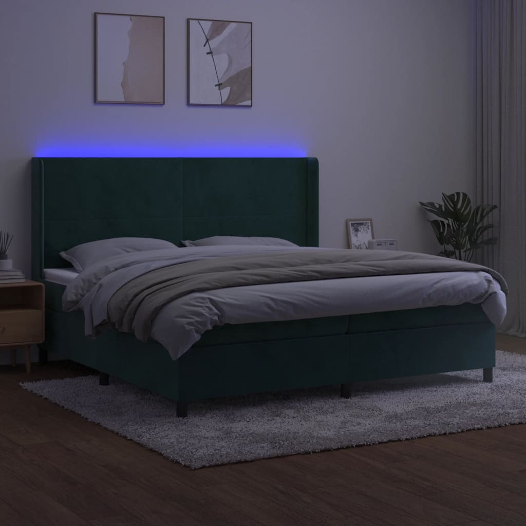 Sommier à lattes de lit matelas et LED Vert foncé 200x200 cm - XIOS
