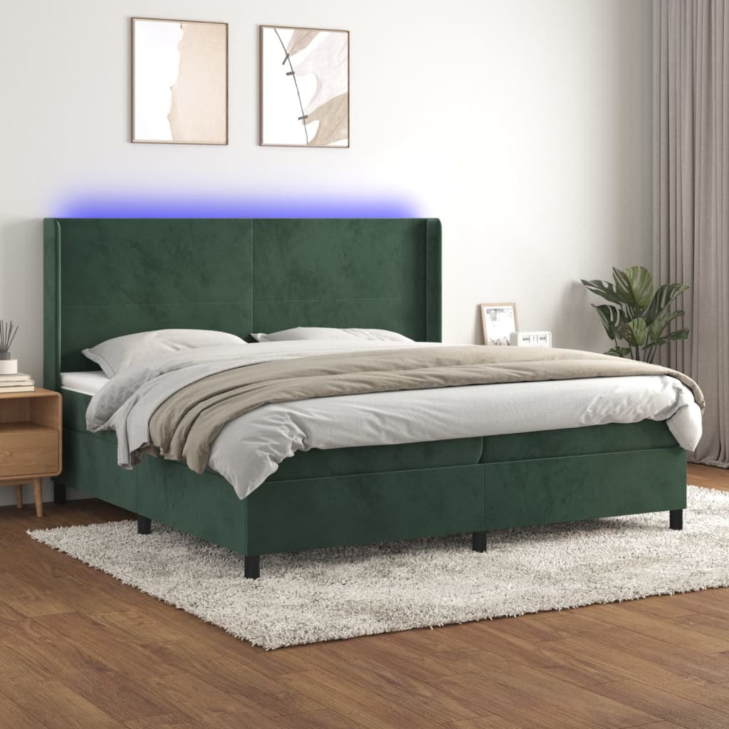 Sommier à lattes de lit matelas et LED Vert foncé 200x200 cm - XIOS