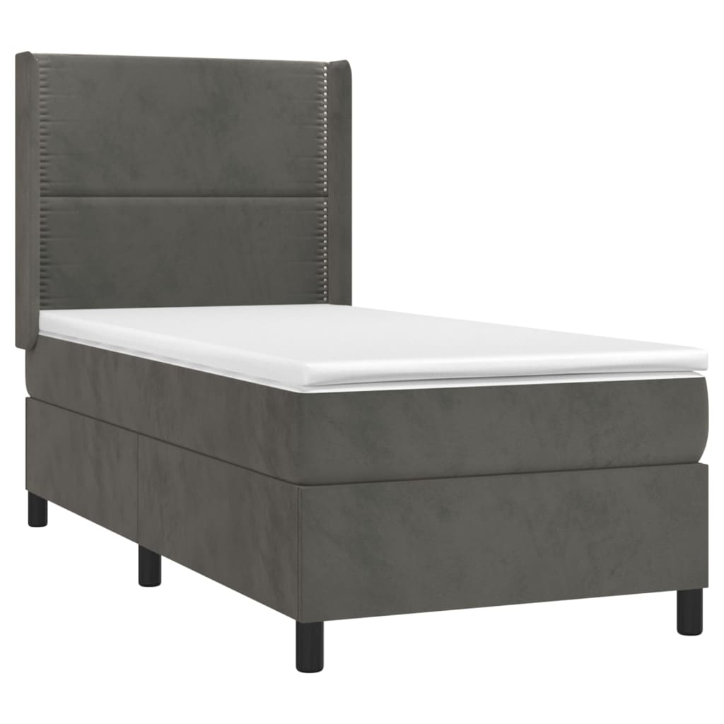 Sommier à lattes de lit matelas LED Gris foncé 90x190cm Velours - XIOS