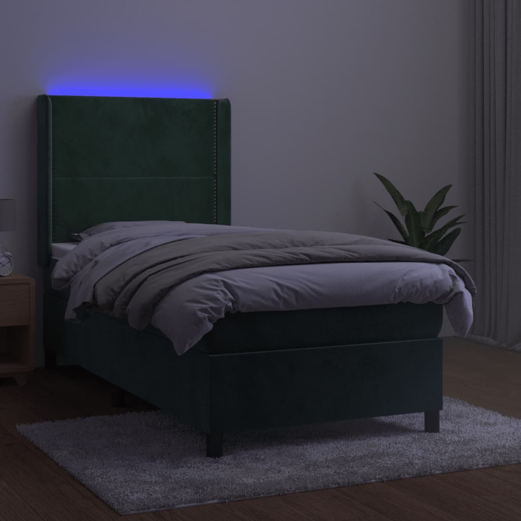 Sommier à lattes de lit matelas LED Vert foncé 90x190cm Velours - XIOS