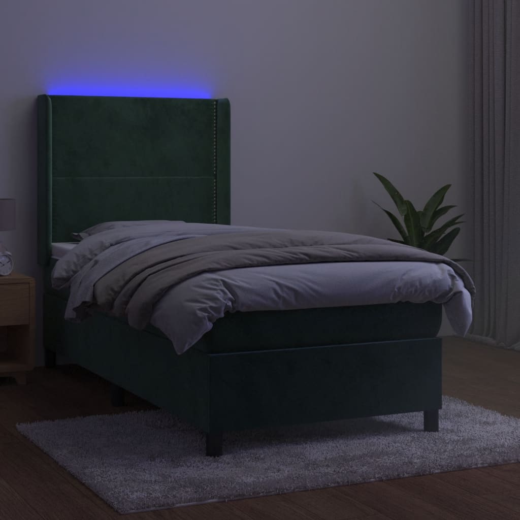 Sommier à lattes de lit matelas LED Vert foncé 90x200cm Velours - XIOS