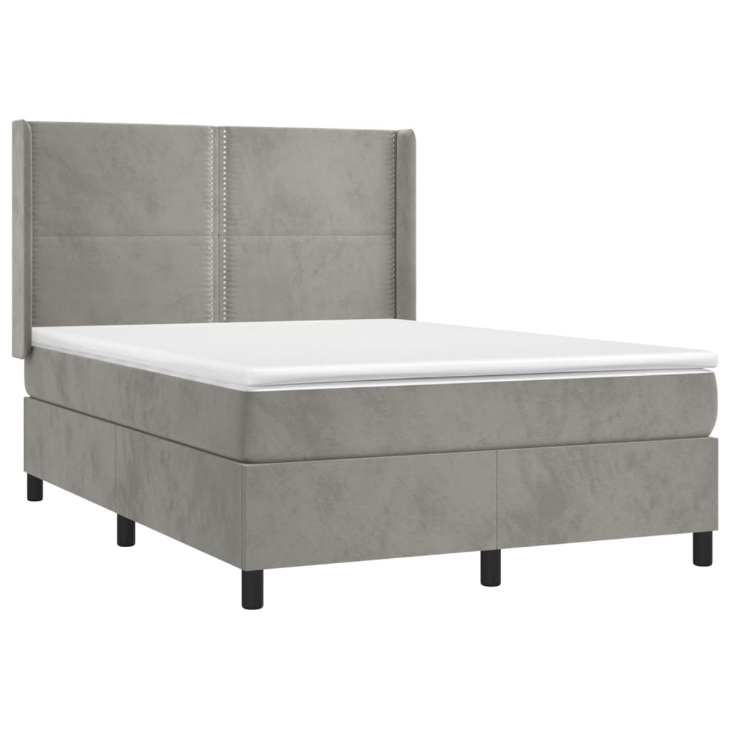 Sommier à lattes de lit matelas et LED Gris clair 140x190 cm - XIOS