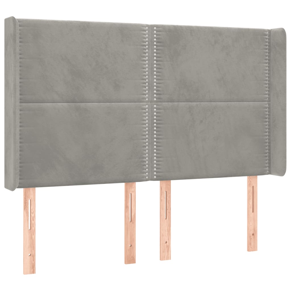 Sommier à lattes de lit matelas et LED Gris clair 140x190 cm - XIOS