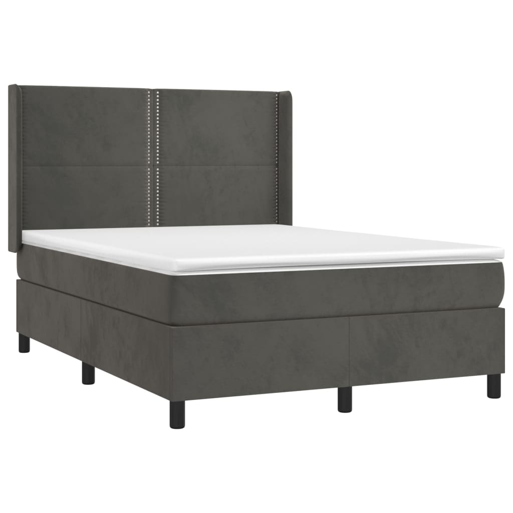 Sommier à lattes de lit matelas et LED Gris foncé 140x190 cm - XIOS
