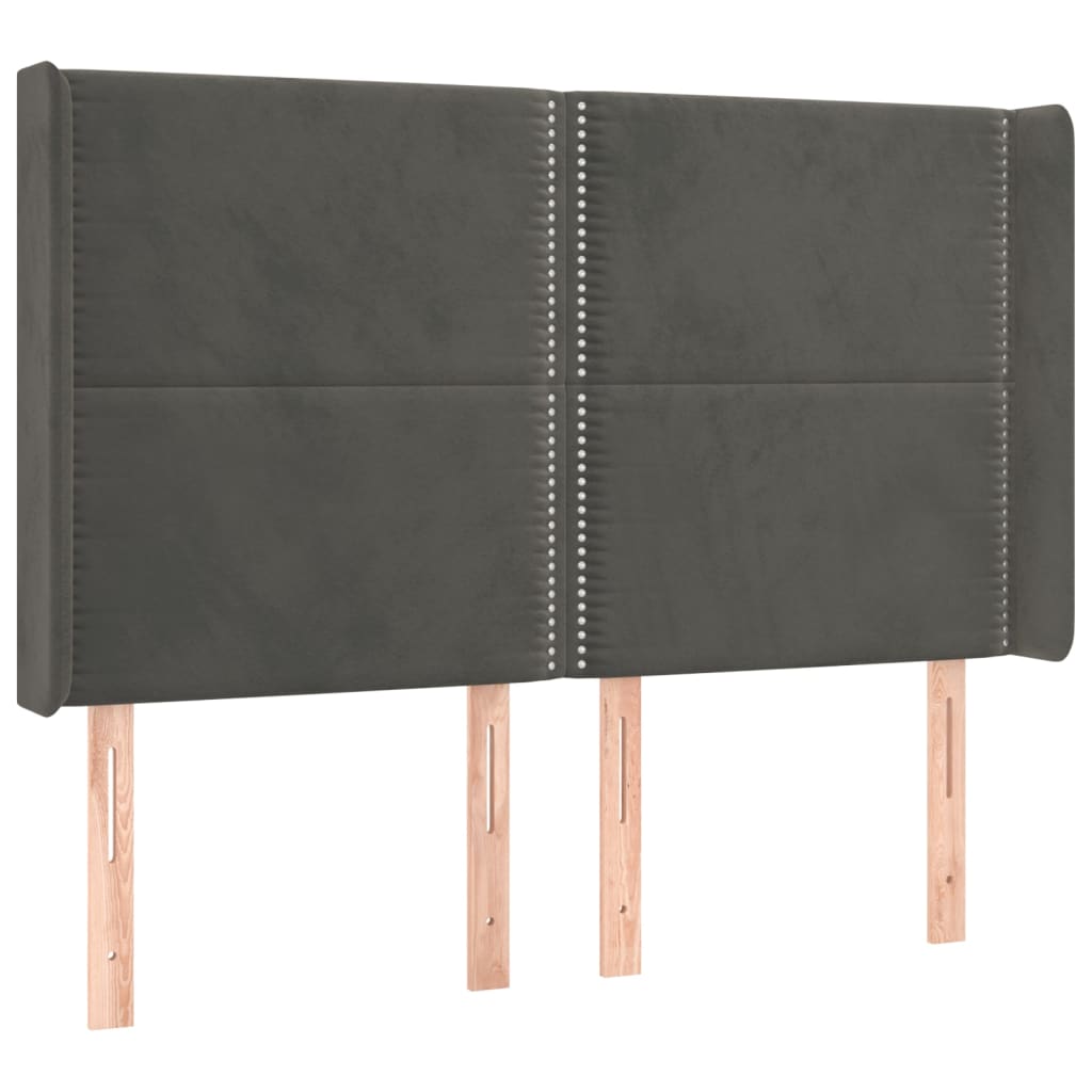 Sommier à lattes de lit matelas et LED Gris foncé 140x190 cm - XIOS