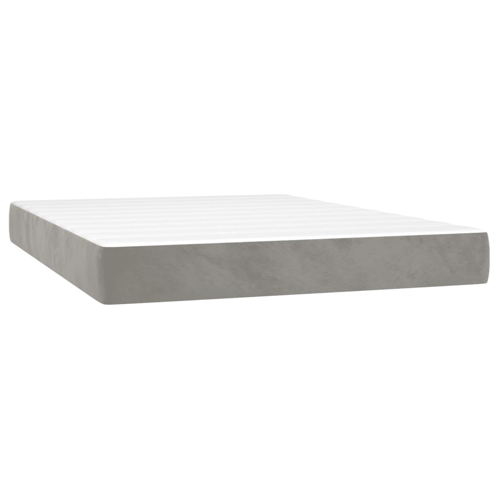 Sommier à lattes de lit matelas et LED Gris clair 140x200 cm - XIOS
