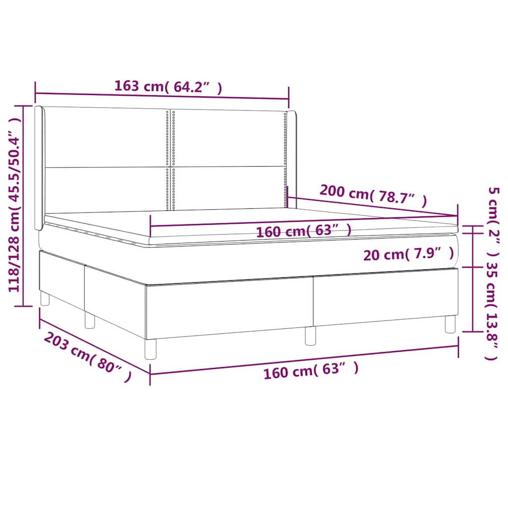 Sommier à lattes de lit matelas et LED Bleu foncé 160x200 cm - XIOS