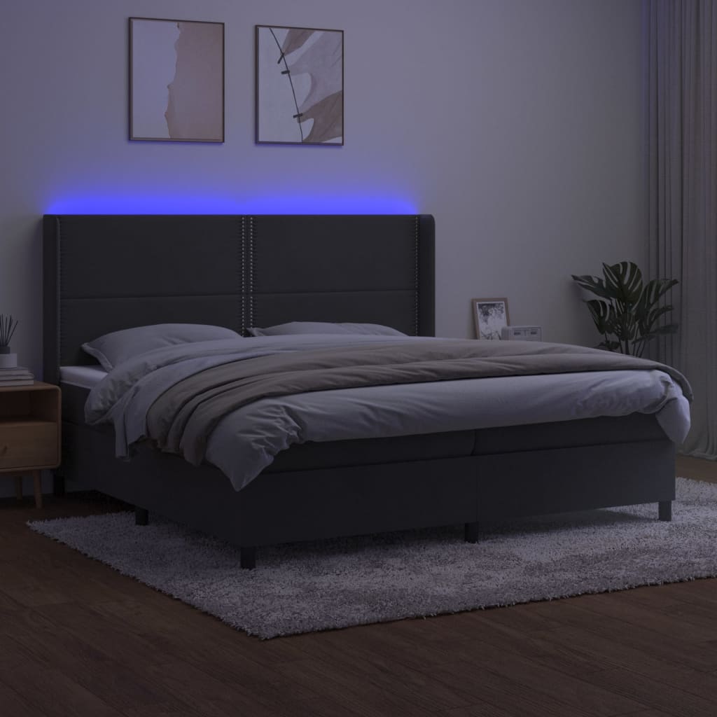 Sommier à lattes de lit matelas et LED Gris foncé 200x200 cm - XIOS