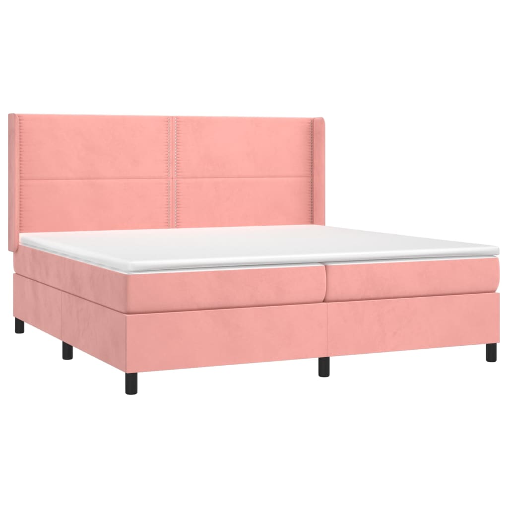 Sommier à lattes de lit matelas et LED Rose 200x200 cm Velours - XIOS