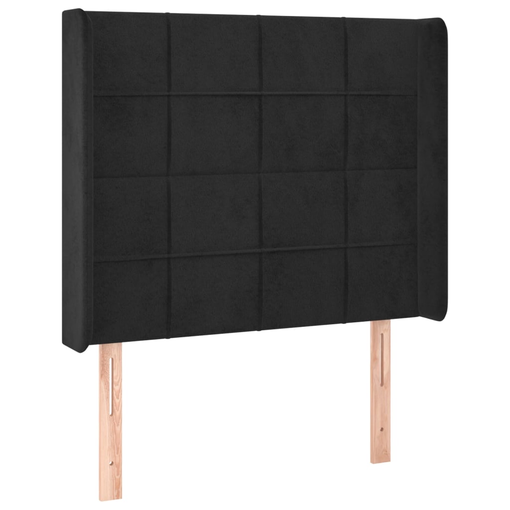 Sommier à lattes de lit matelas et LED Noir 90x200 cm Velours - XIOS