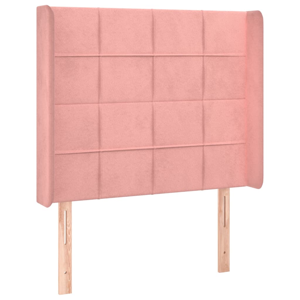 Sommier à lattes de lit matelas et LED Rose 90x200 cm Velours - XIOS