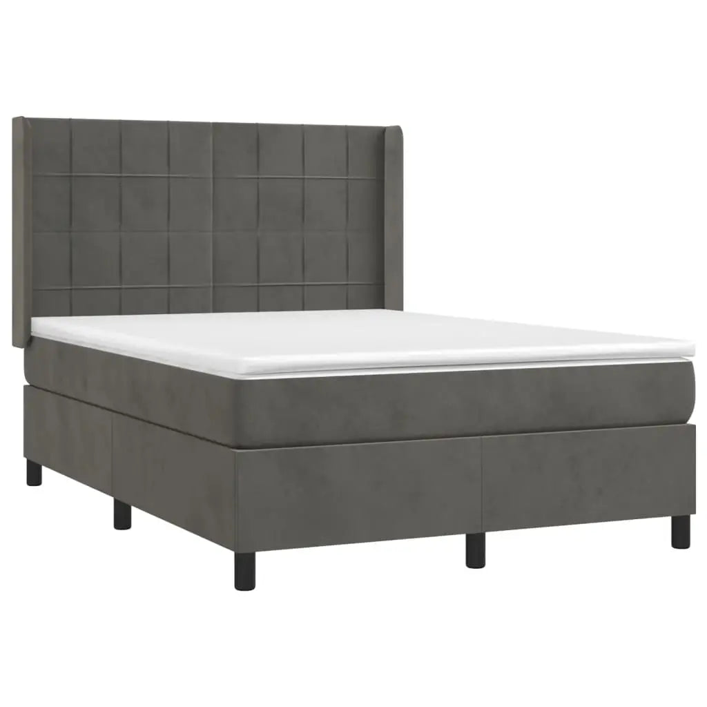 Sommier à lattes de lit matelas et LED Gris foncé 140x190 cm - XIOS