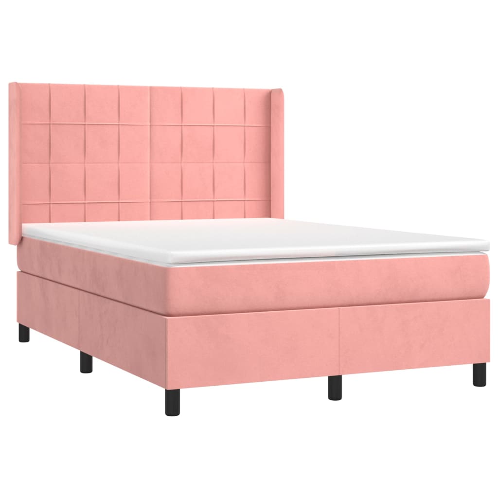 Sommier à lattes de lit matelas et LED Rose 140x190 cm Velours - XIOS