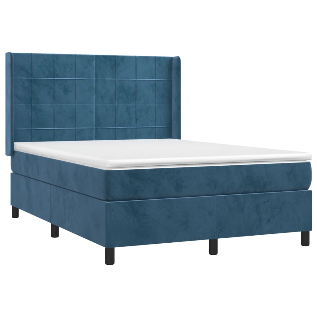 Sommier à lattes de lit matelas et LED Bleu foncé 140x200 cm - XIOS