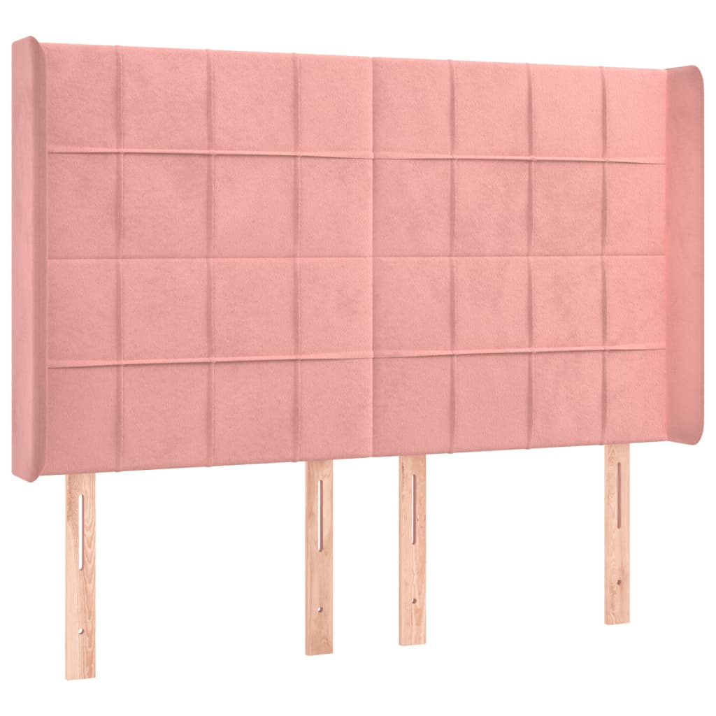 Sommier à lattes de lit matelas et LED Rose 140x200 cm Velours - XIOS