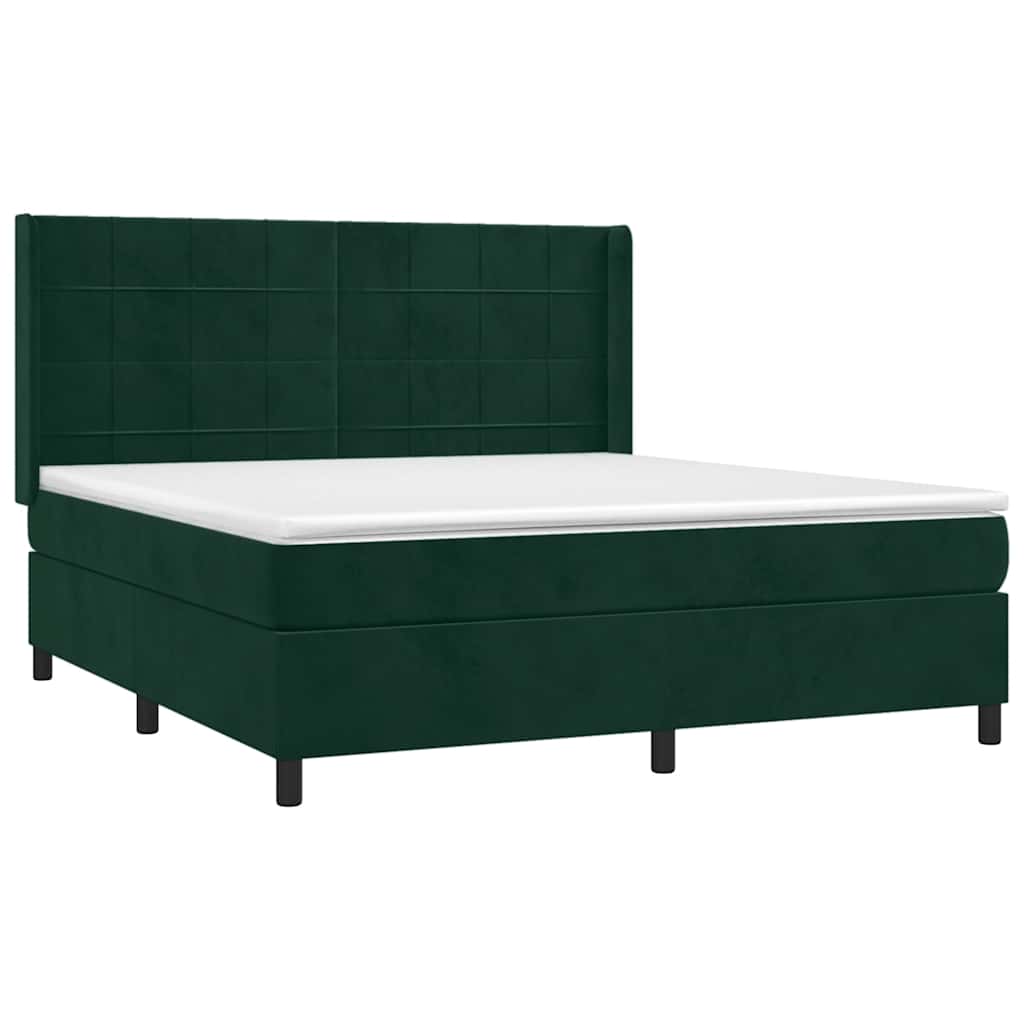 Sommier à lattes de lit matelas et LED Vert foncé 160x200 cm