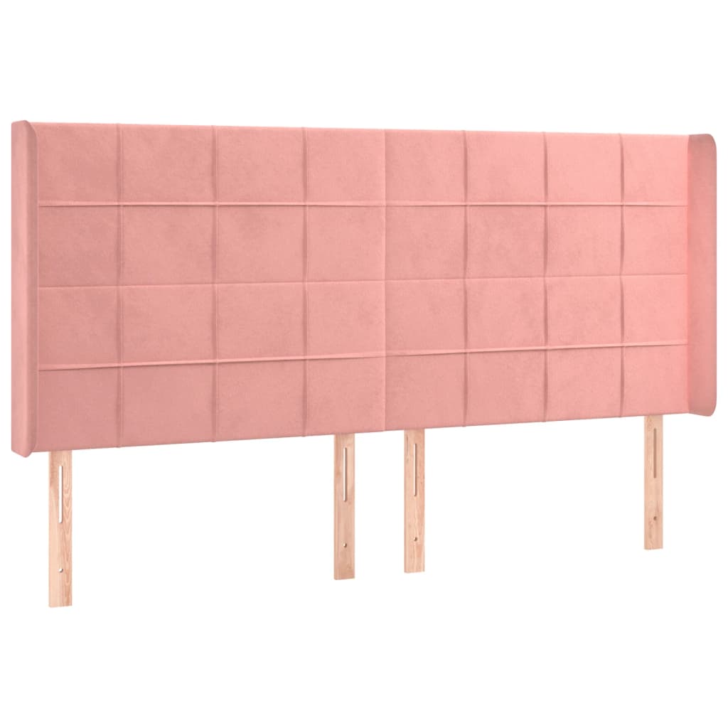 Sommier à lattes de lit matelas et LED Rose 160x200 cm Velours - XIOS