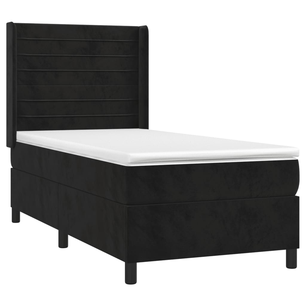 Sommier à lattes de lit matelas et LED Noir 90x190 cm Velours - XIOS