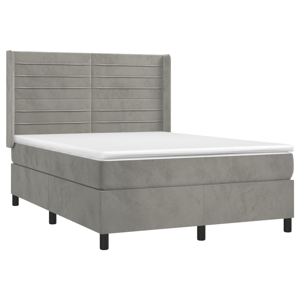 Sommier à lattes de lit matelas et LED Gris clair 140x190 cm - XIOS