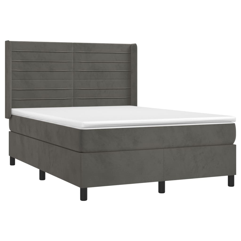 Sommier à lattes de lit matelas et LED Gris foncé 140x190 cm - XIOS