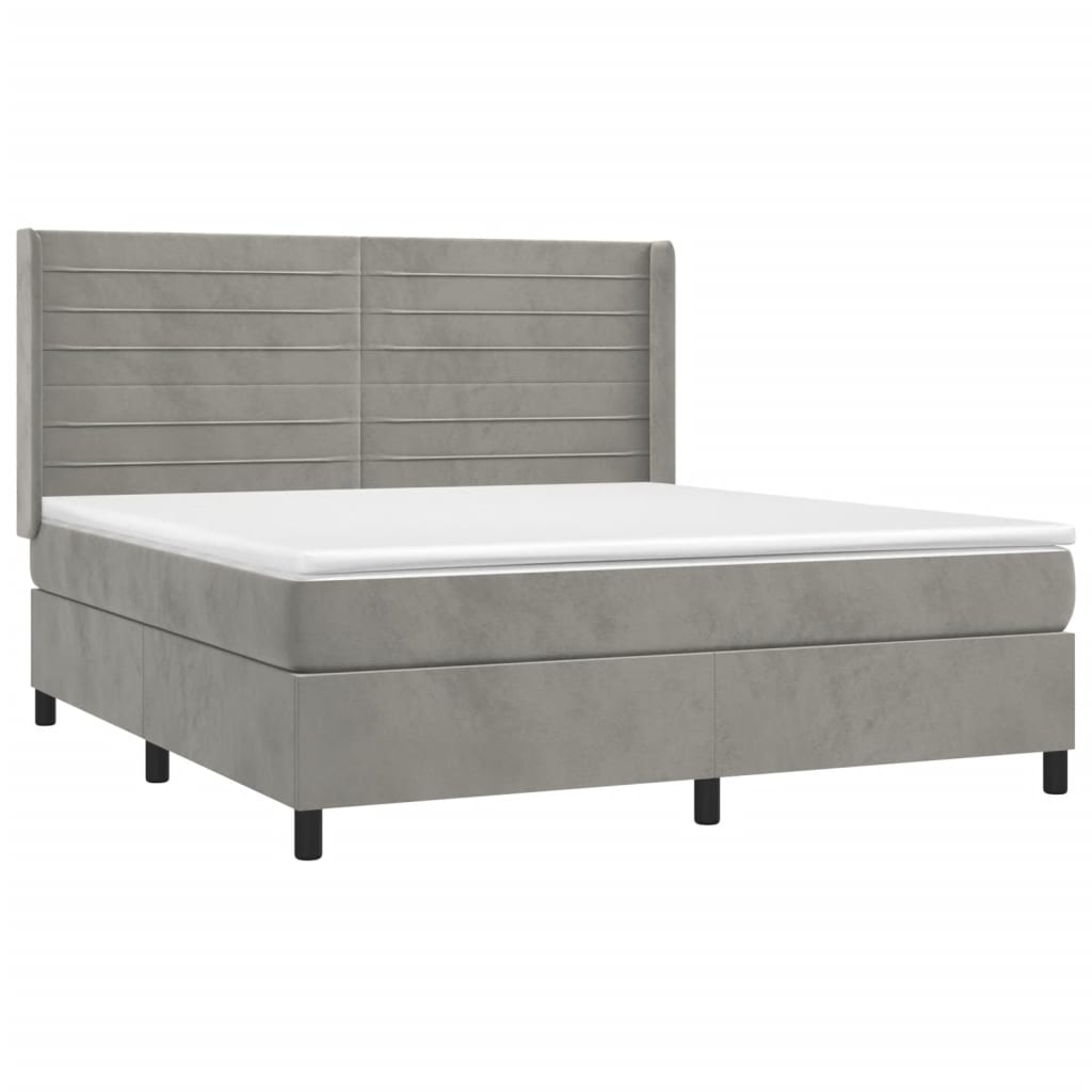 Sommier à lattes de lit matelas et LED Gris clair 160x200 cm - XIOS