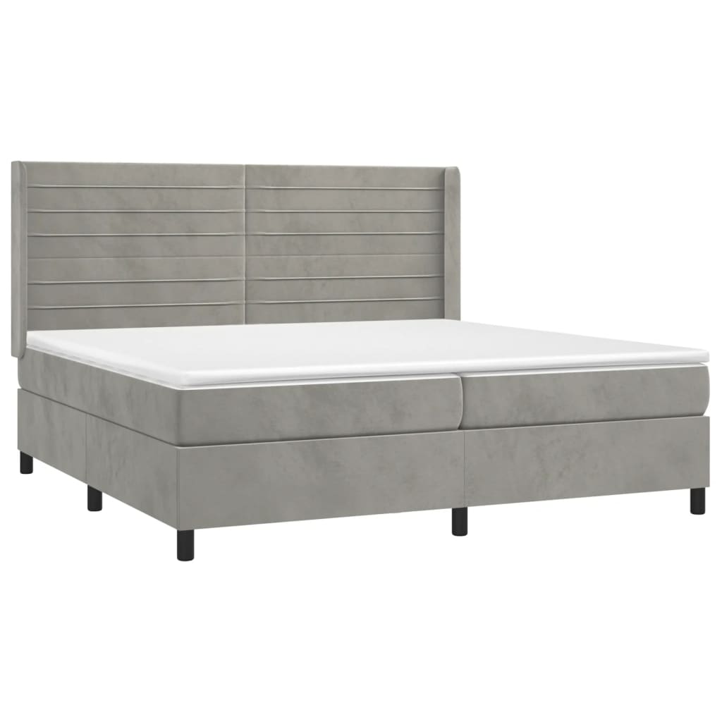 Sommier à lattes de lit matelas et LED Gris clair 200x200 cm - XIOS