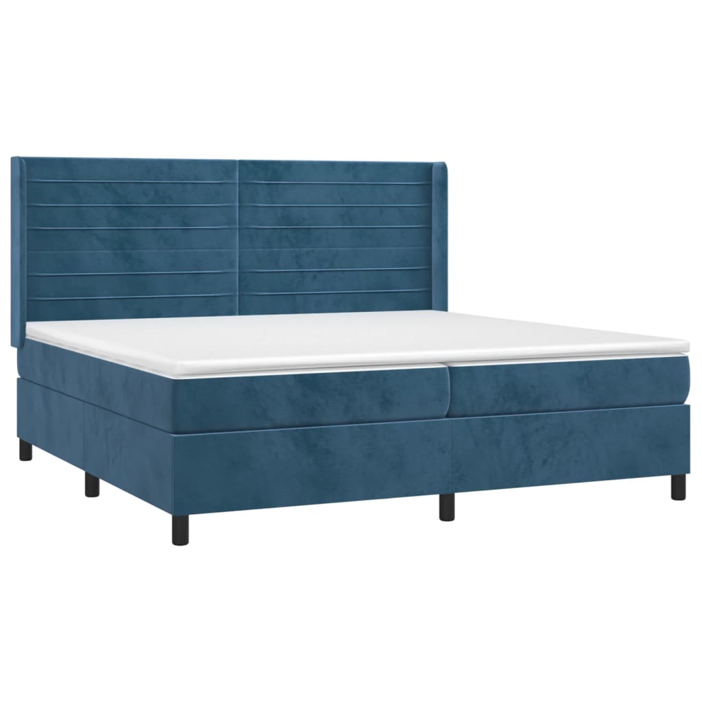 Sommier à lattes de lit matelas et LED Bleu foncé 200x200 cm - XIOS