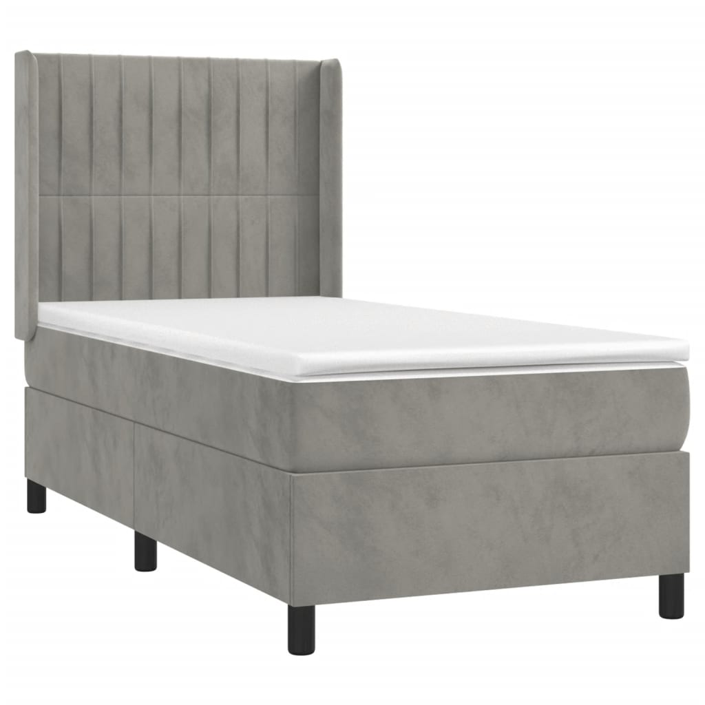 Sommier à lattes de lit matelas LED Gris clair 90x190cm Velours - XIOS