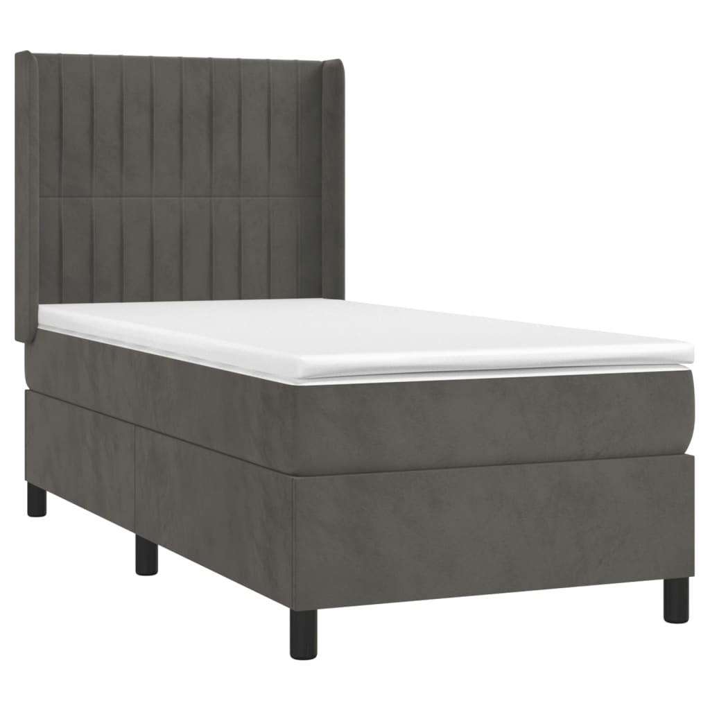 Sommier à lattes de lit matelas LED Gris foncé 90x190cm Velours - XIOS