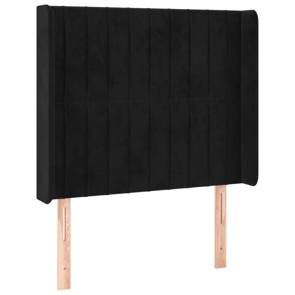Sommier à lattes de lit matelas et LED Noir 90x190 cm Velours - XIOS