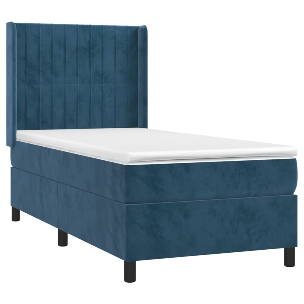 Sommier à lattes de lit matelas LED Bleu foncé 90x190cm Velours - XIOS
