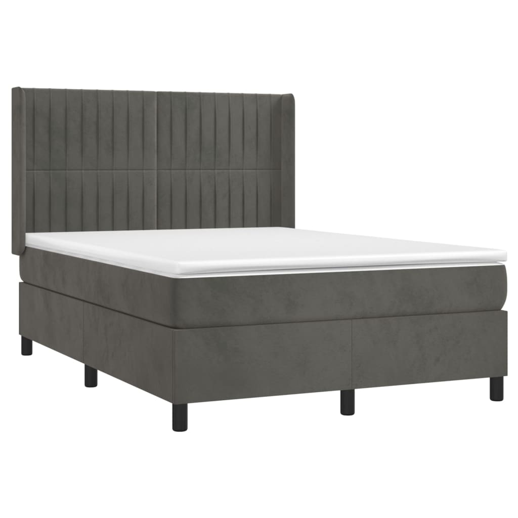 Sommier à lattes de lit matelas et LED Gris foncé 140x190 cm - XIOS