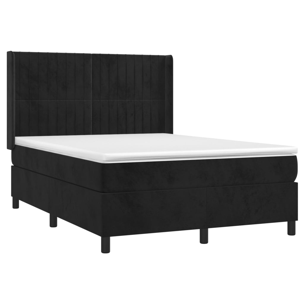 Sommier à lattes de lit matelas et LED Noir 140x200 cm Velours - XIOS