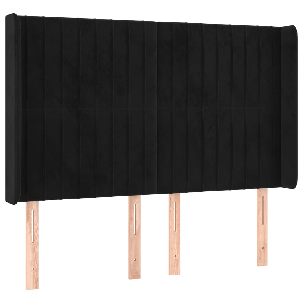 Sommier à lattes de lit matelas et LED Noir 140x200 cm Velours - XIOS