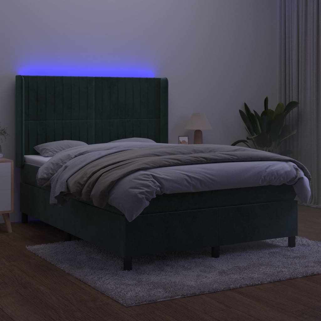 Sommier à lattes de lit matelas et LED Vert foncé 140x200 cm - XIOS