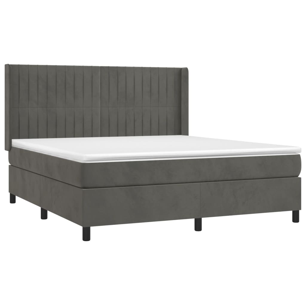 Sommier à lattes de lit matelas et LED Gris foncé 180x200 cm - XIOS