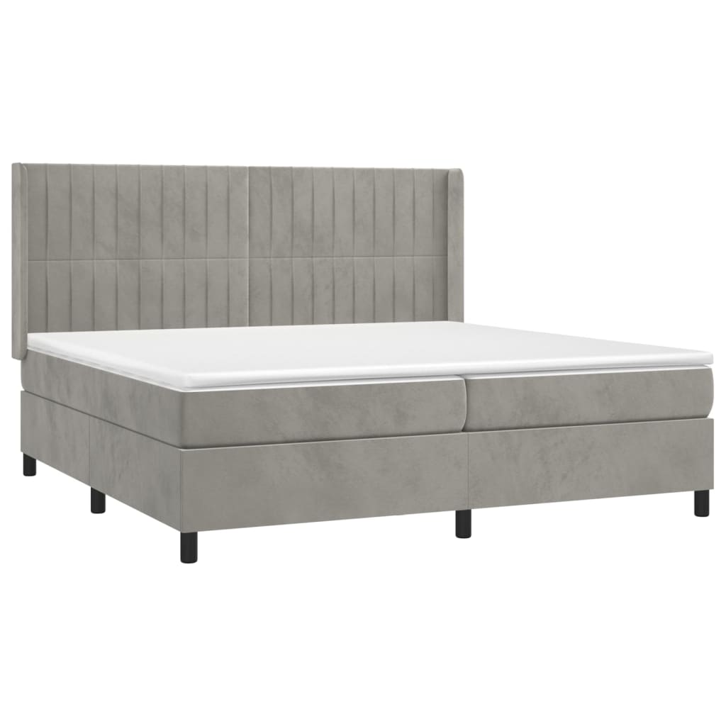 Sommier à lattes de lit matelas et LED Gris clair 200x200 cm - XIOS