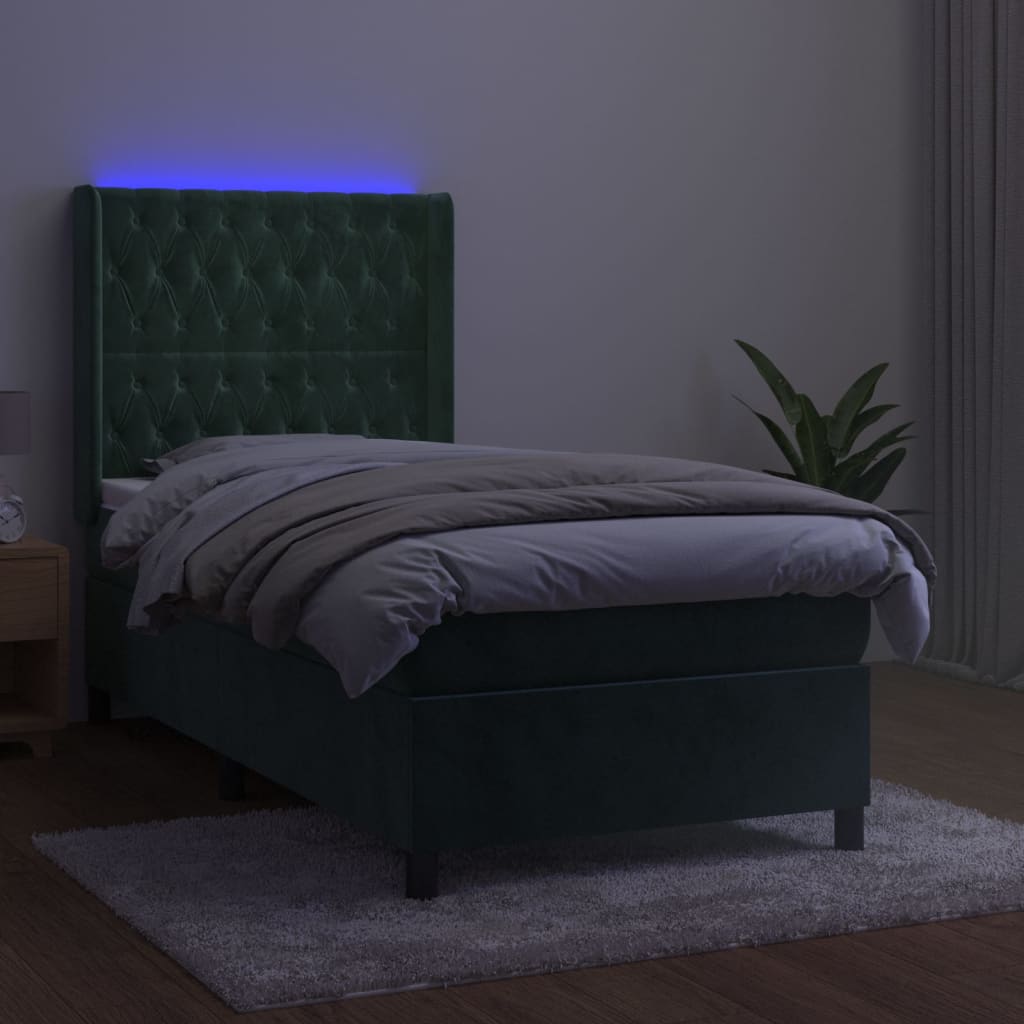 Sommier à lattes de lit matelas LED Vert foncé 80x200cm Velours - XIOS