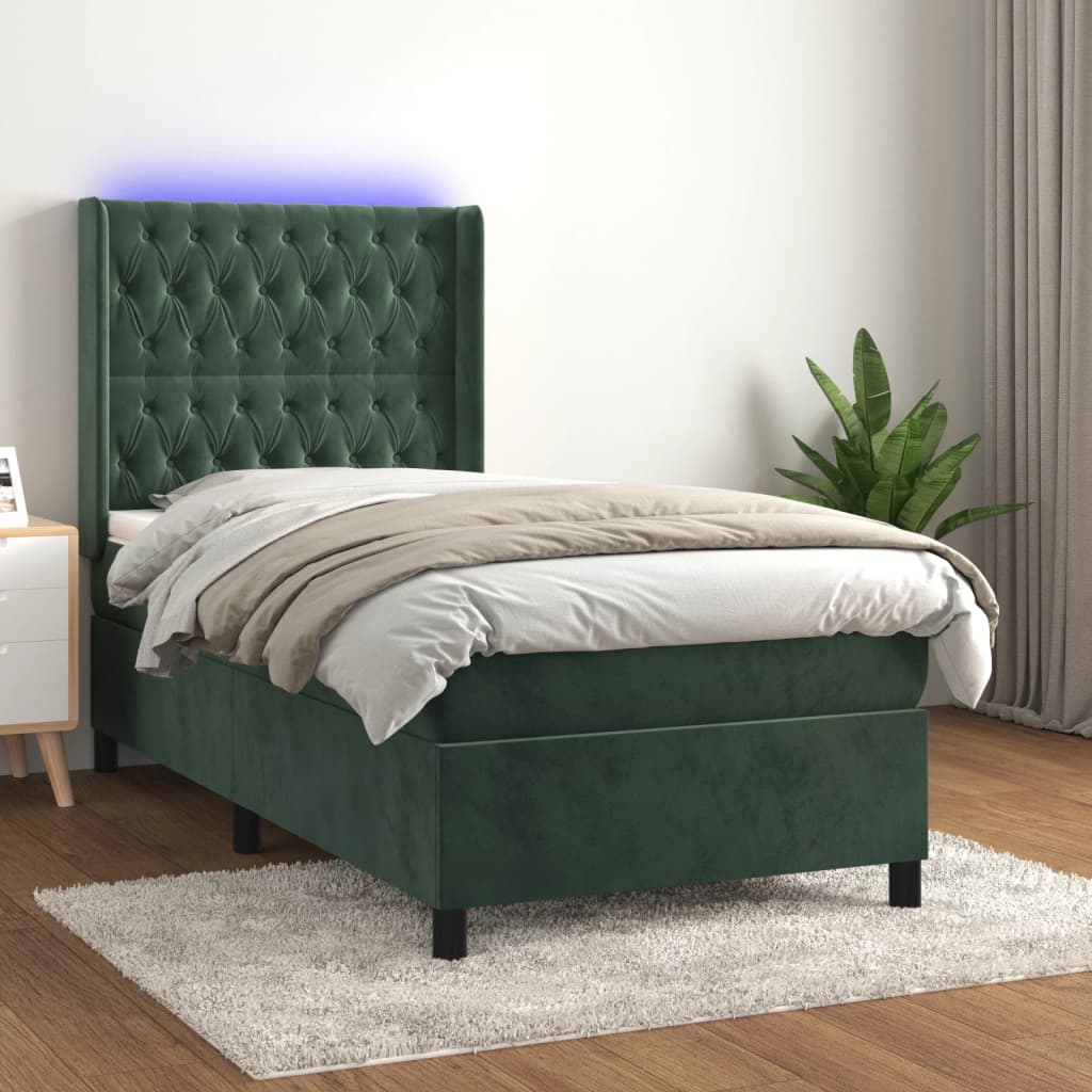 Sommier à lattes de lit matelas LED Vert foncé 80x200cm Velours - XIOS