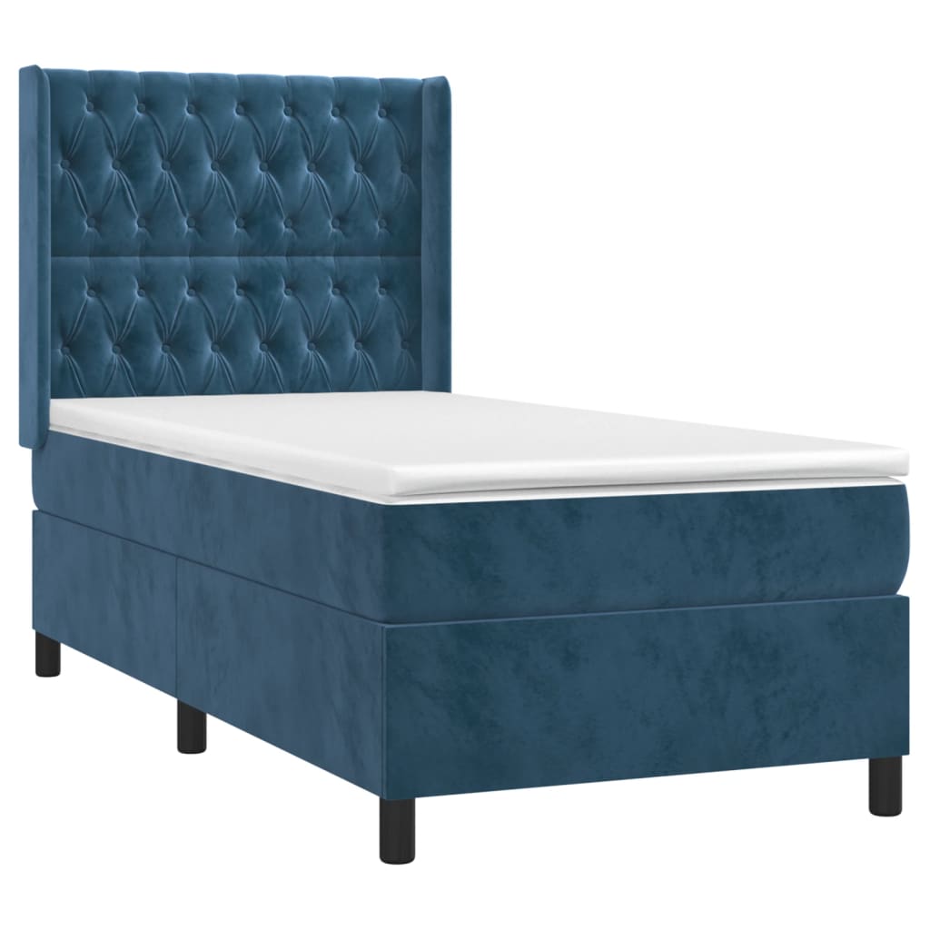 Sommier à lattes de lit matelas LED Bleu foncé 90x200cm Velours - XIOS
