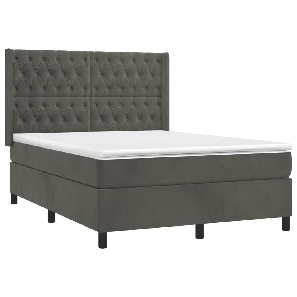 Sommier à lattes de lit matelas et LED Gris foncé 140x190 cm - XIOS