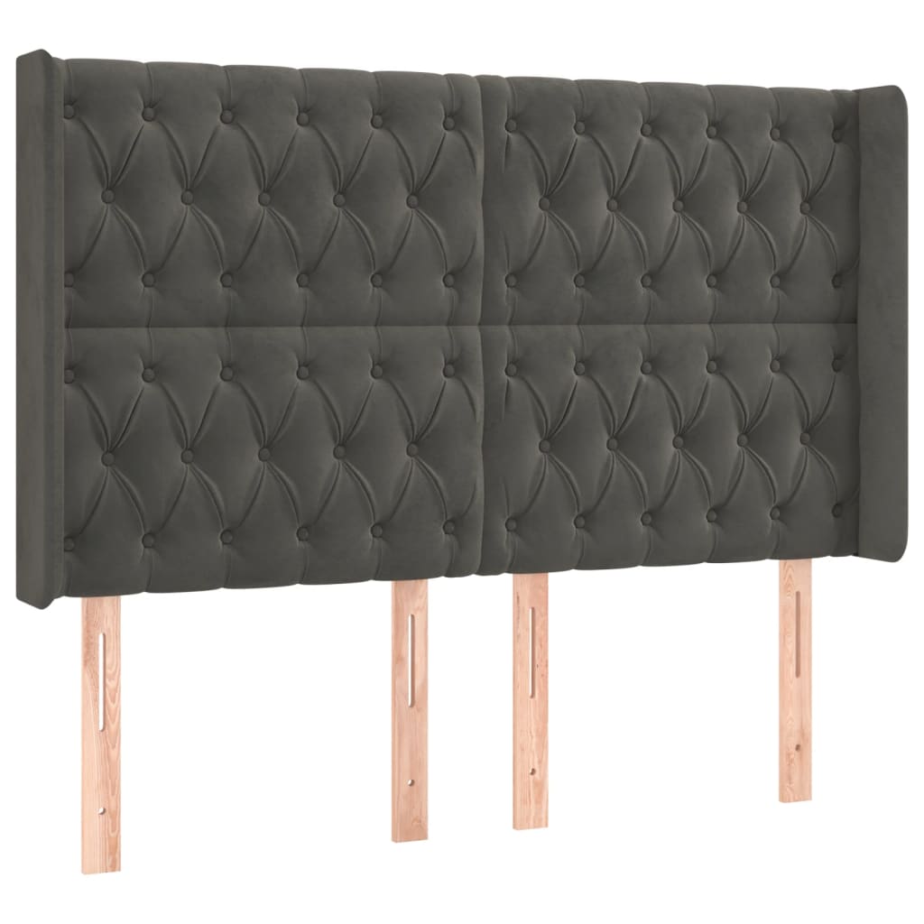 Sommier à lattes de lit matelas et LED Gris foncé 140x190 cm - XIOS